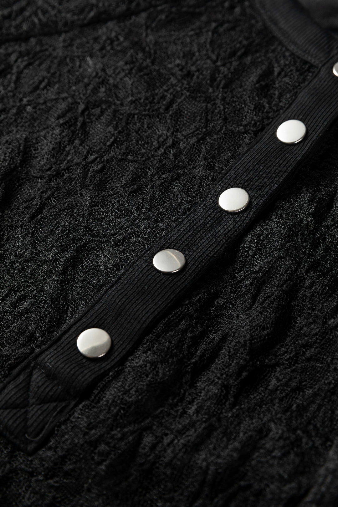 Black Sheer Lace Long Sleeve Slim Henley Top