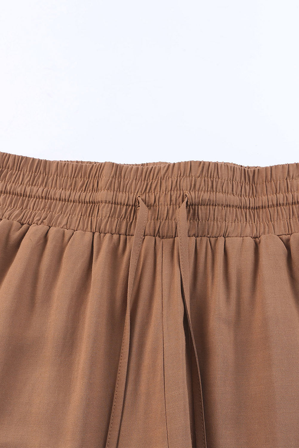 Brown Drawstring Elastic Waist Casual Wide Leg Pants | Women