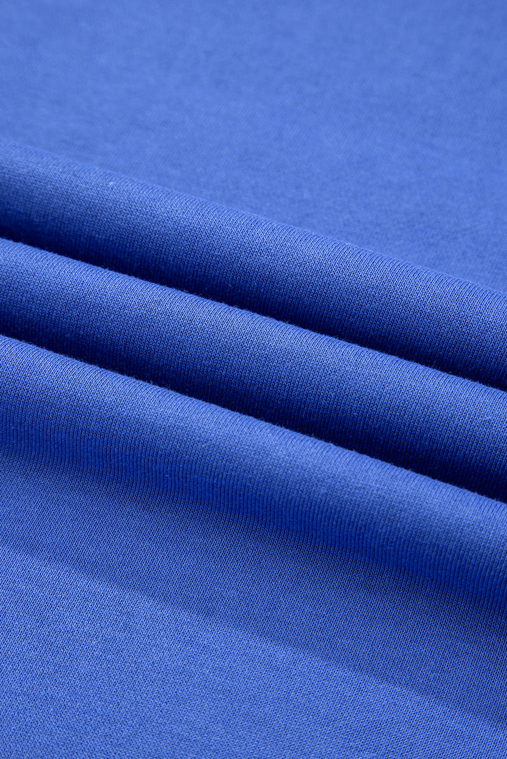 Sky Blue Varsity Contrast Banded Sleeve Shift Sweatshirt Dress