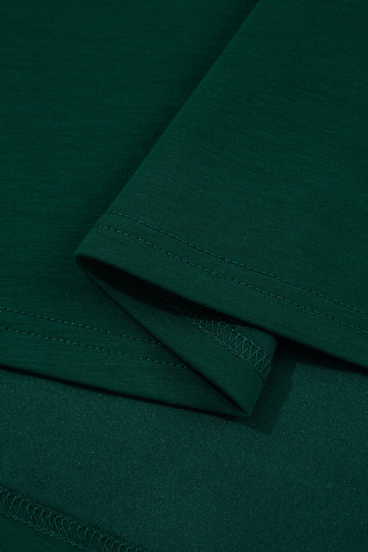 Burgundy Solid Color Ruched Detail Long Sleeve Midi Dress