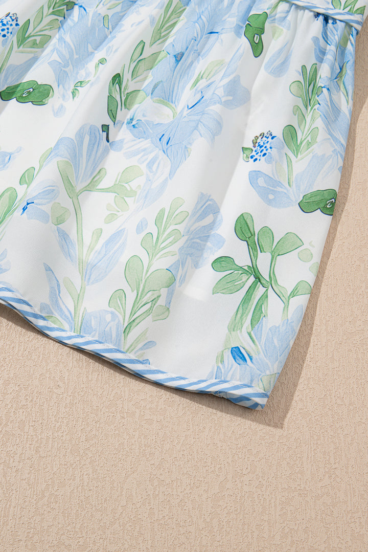 Orange Floral Contrast Edge Layered Short Sleeve Mini Dress