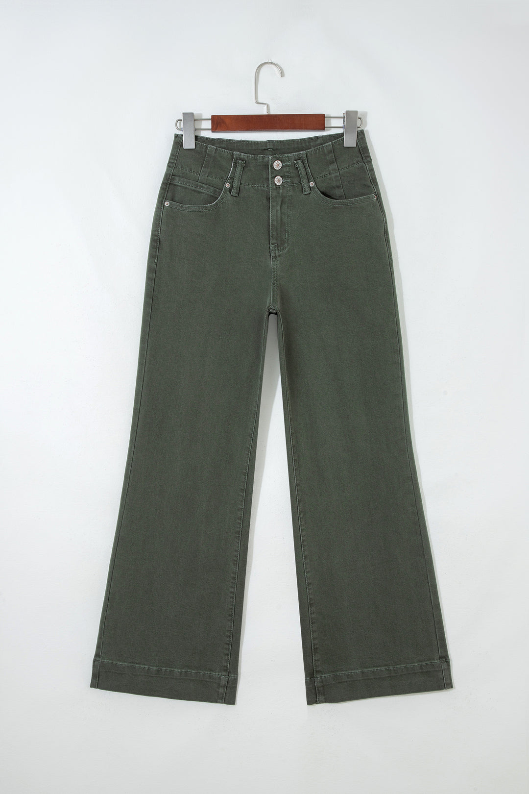 Black 2-Button High Waist Wide Leg Jeans