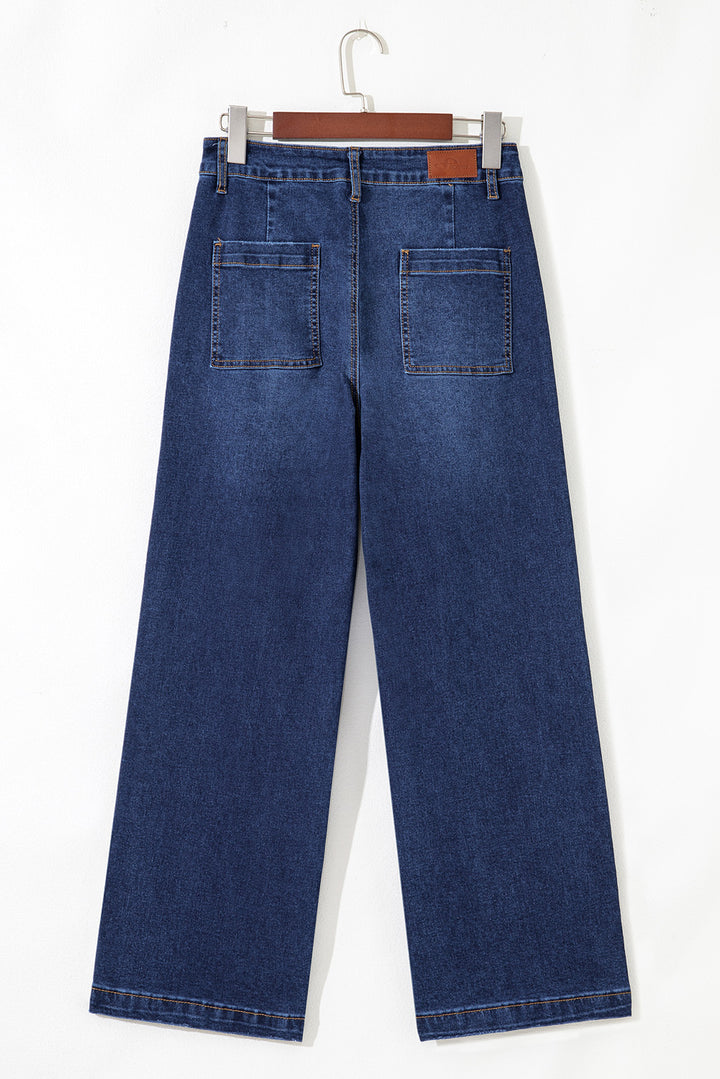 Sail Blue Mimimalist Patch Pocket Womens Shift Jeans