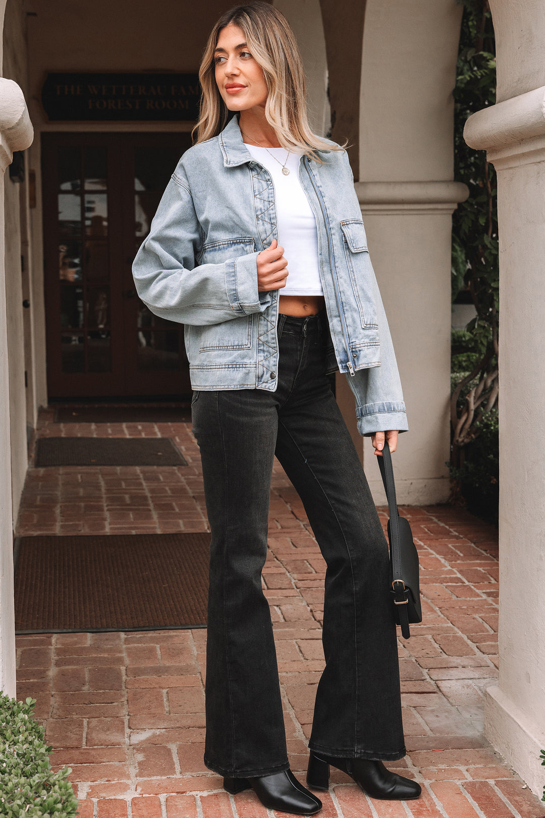 Beau Blue Street Style Zip Up Washed Denim Jacket