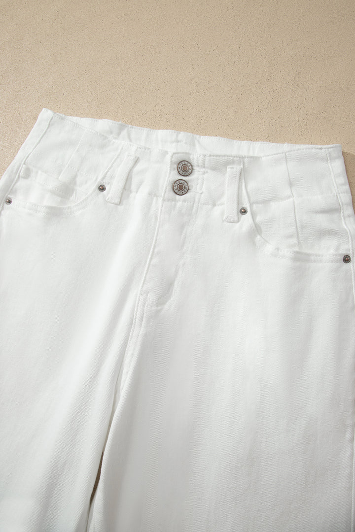 Black 2-Button High Waist Wide Leg Jeans