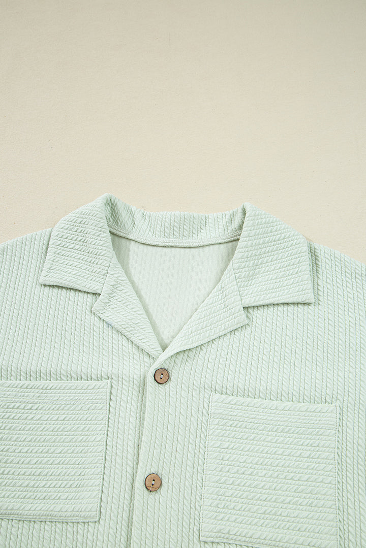 Clearly Aqua Textured Patched Chest Pocket Shirt and Pants Set