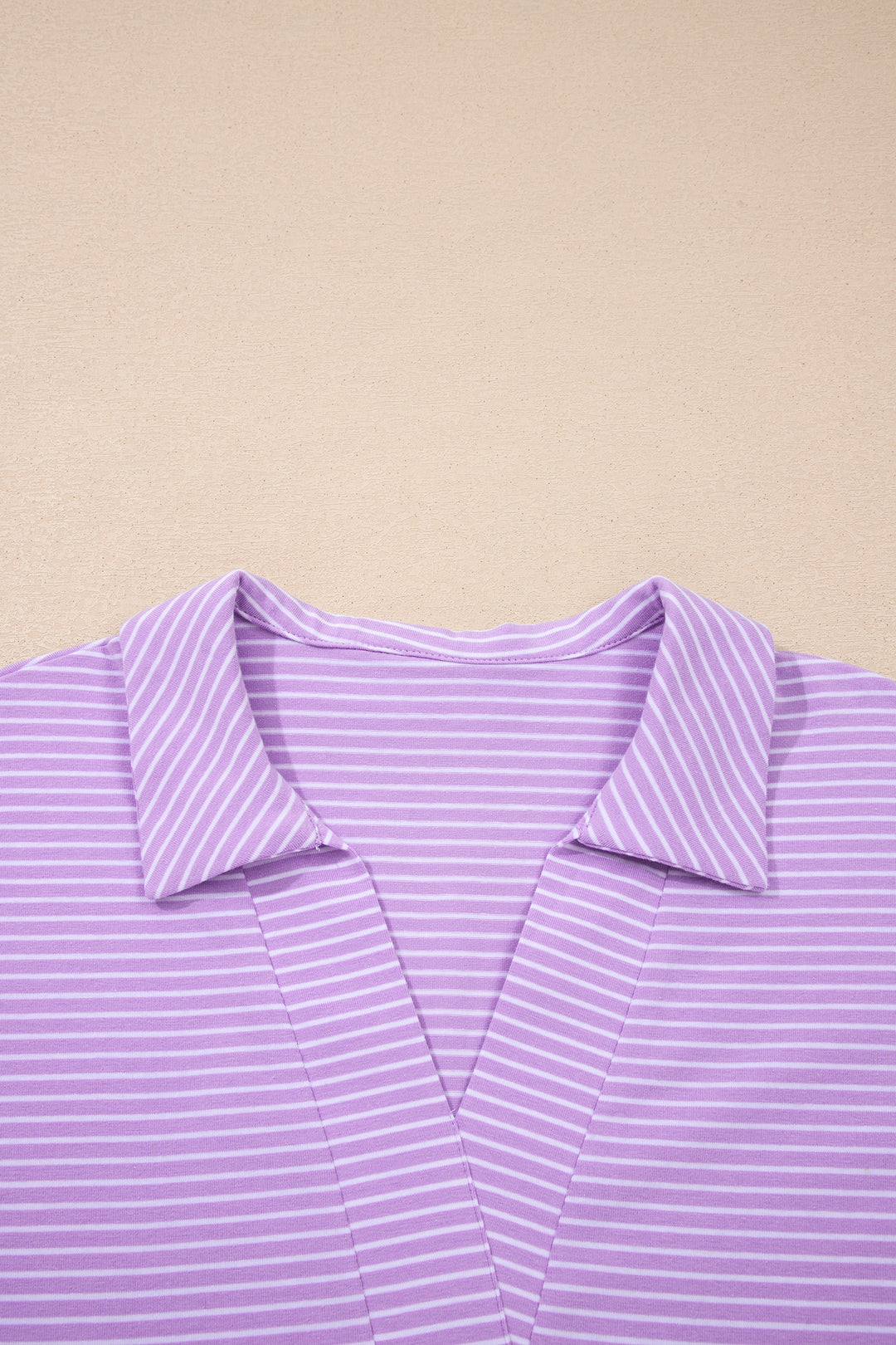 Purple Stripe Dolman Sleeve Polo Shirt and Drawstring Shorts Set