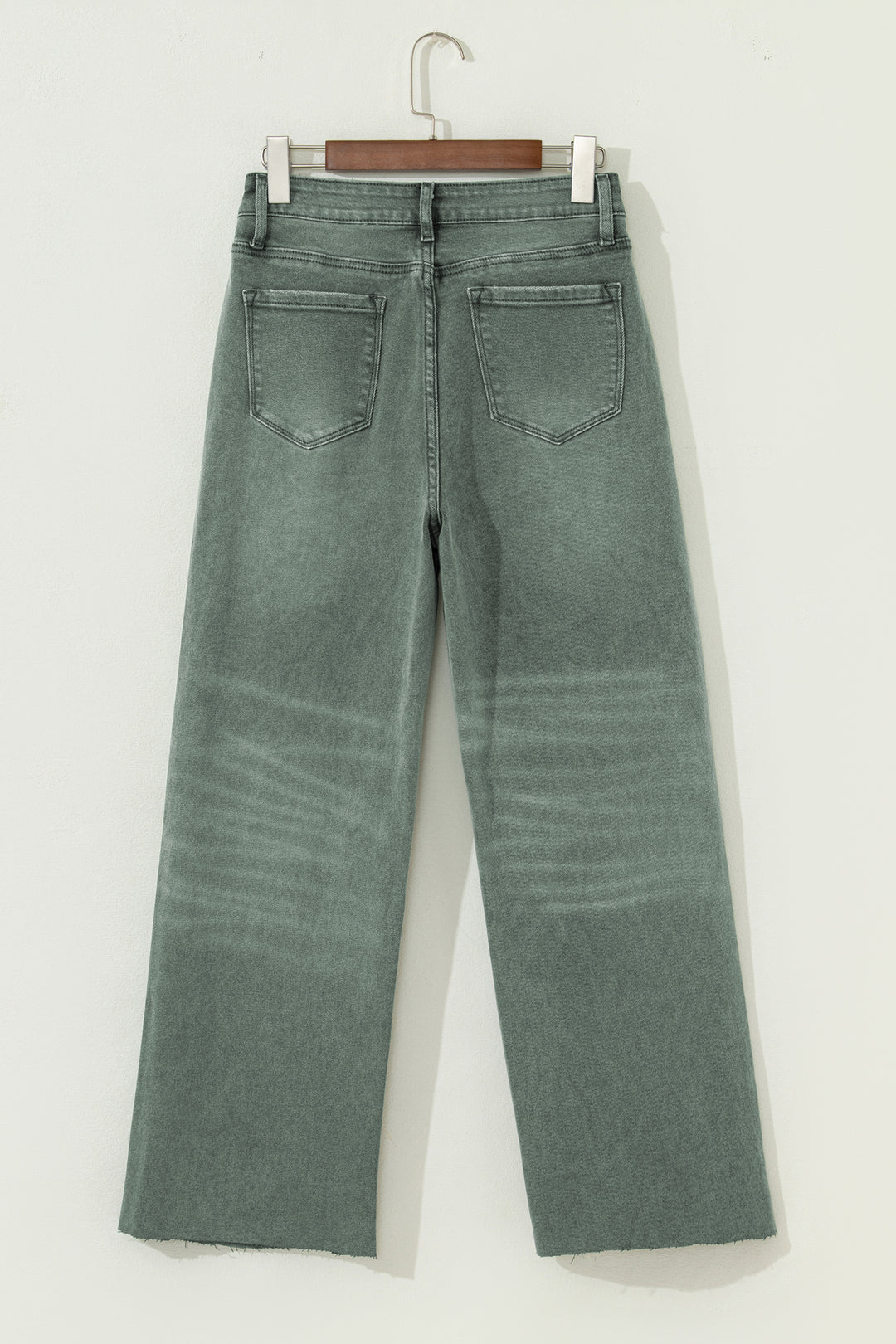 Four Leaf Clover Slight Distressed Raw Edge Wide Leg Jeans