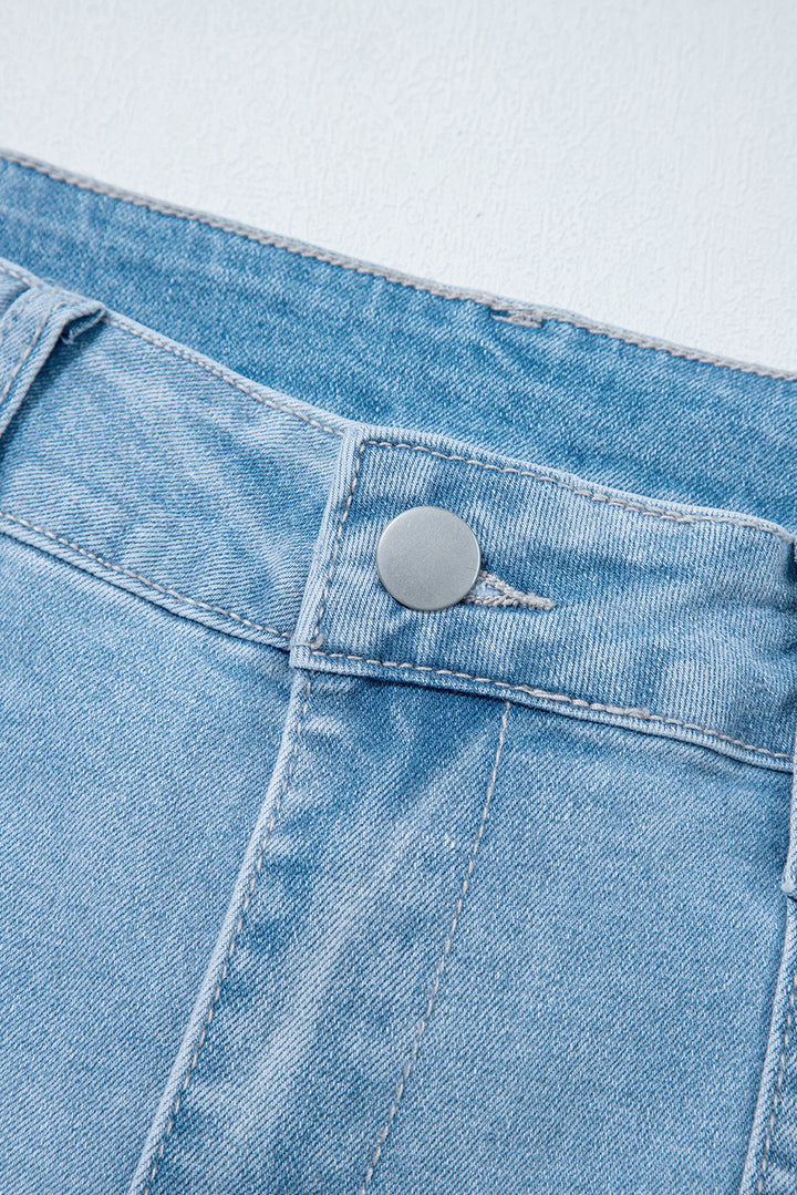 Beau Blue High Rise Barrel Relaxed Patch Pocket Jeans