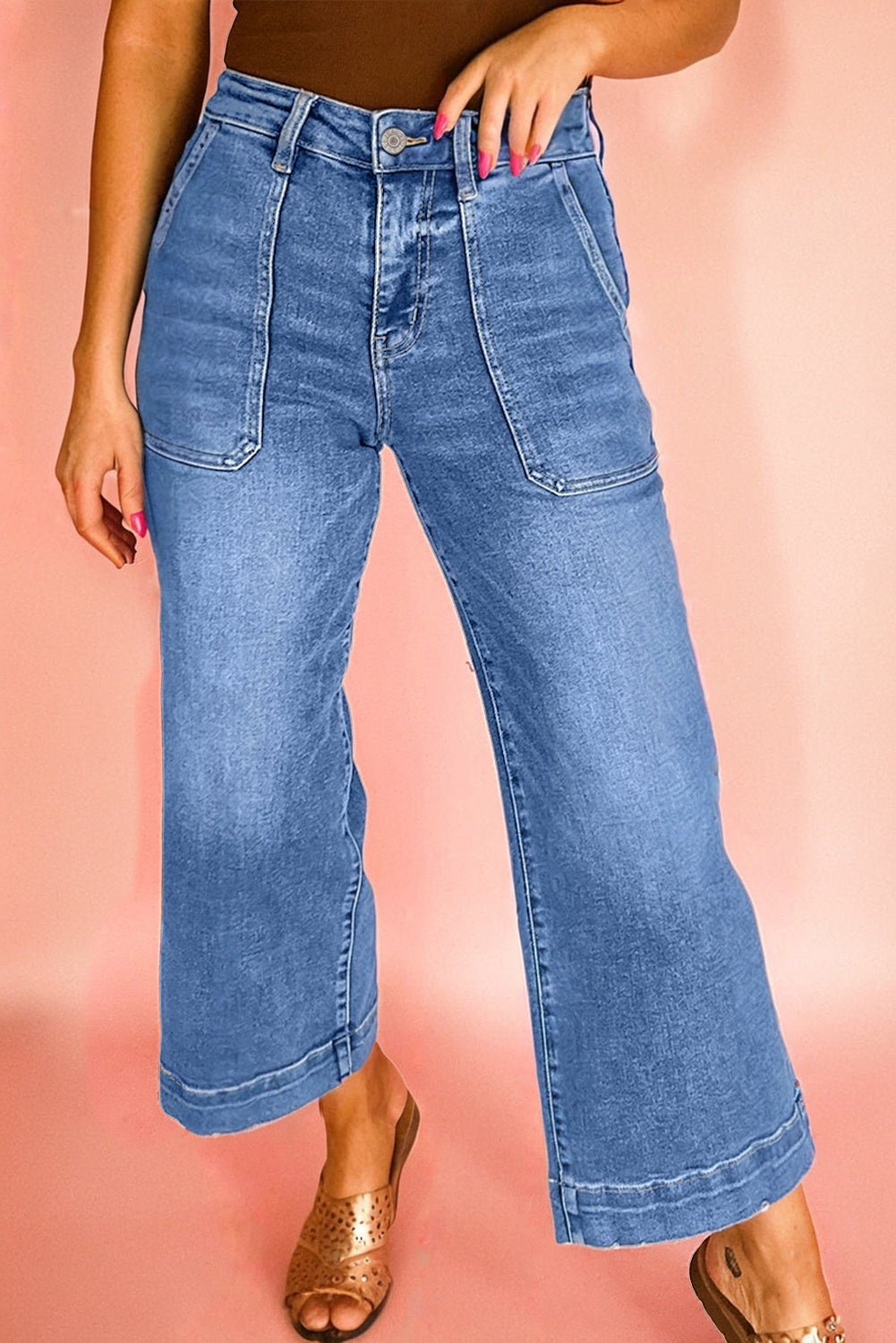 Ashleigh Blue Cropped High Rise Wide Leg Jeans