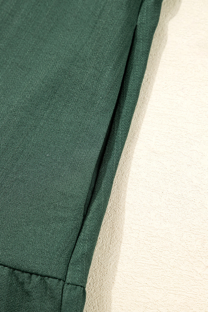 Canton Contrast Ricrac Trim Button V Neck Knotted Bracelet Sleeve Shift Dress