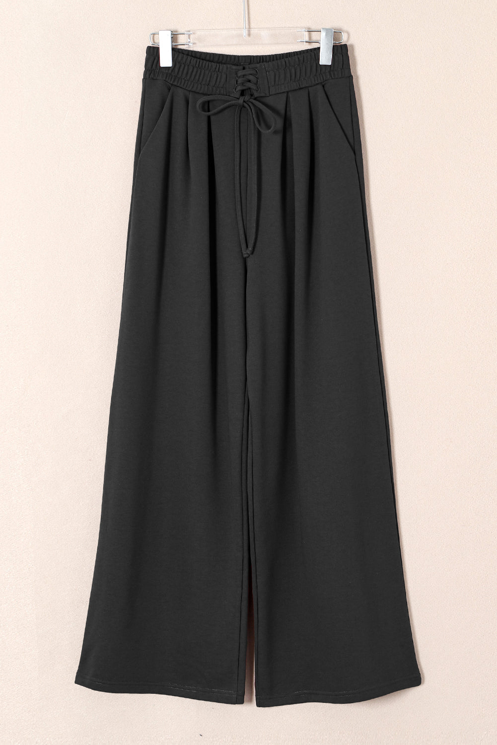 Dearlovers Black Tied Elastic High Waist Pleated Detail Solid Sweatpants