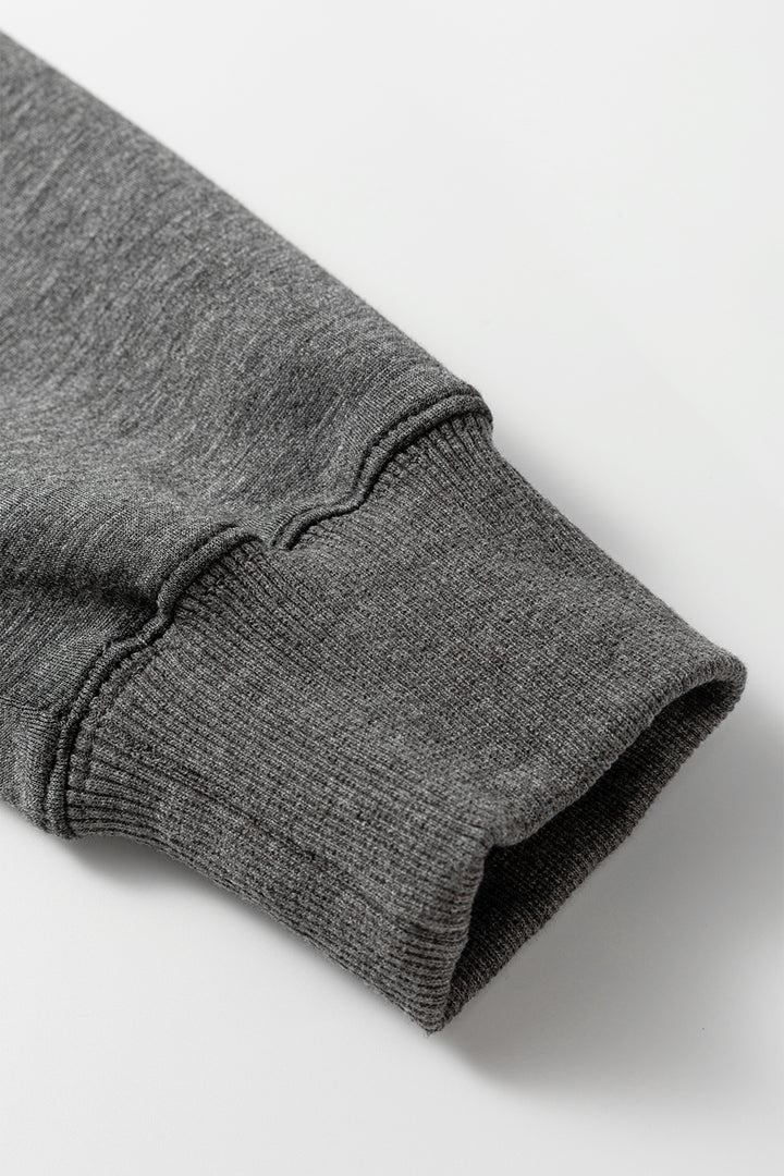 Medium Grey Collared V Neck Pullover Sweatshirt Sweatpants Set