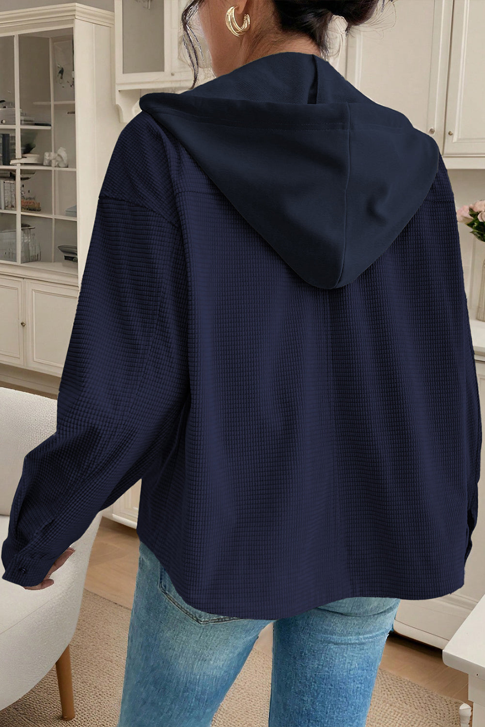 Sail Blue 2 in 1 Thermal Knit Textured Hooded Jacket