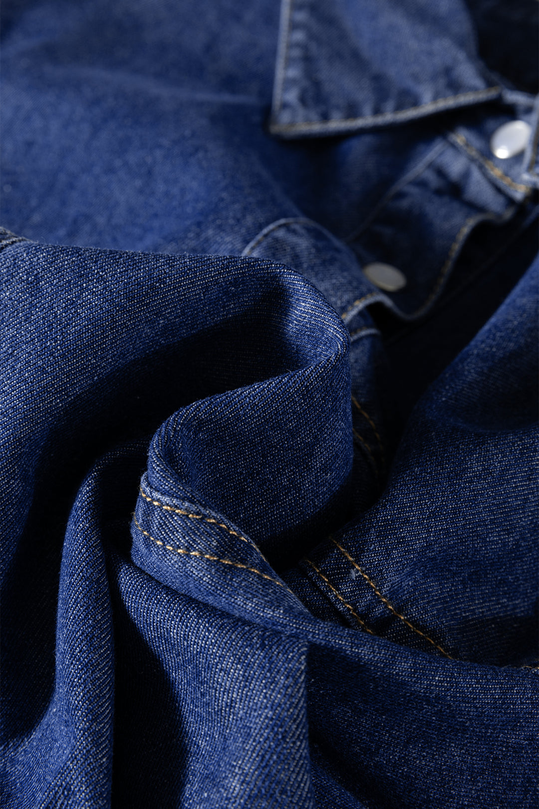 Ashleigh Blue Denim Shirt Collar Long Sleeve Flared Mini Dress