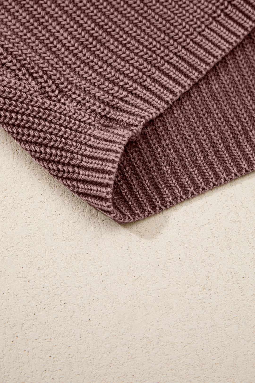 Dark Brown Mineral Washed Knit Button Polo Collar Loose Sweater