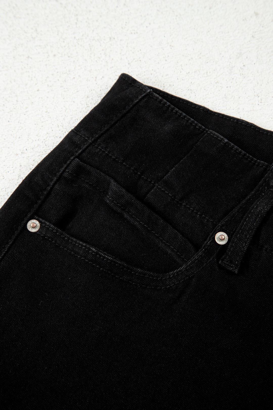 Black 2-Button High Waist Wide Leg Jeans