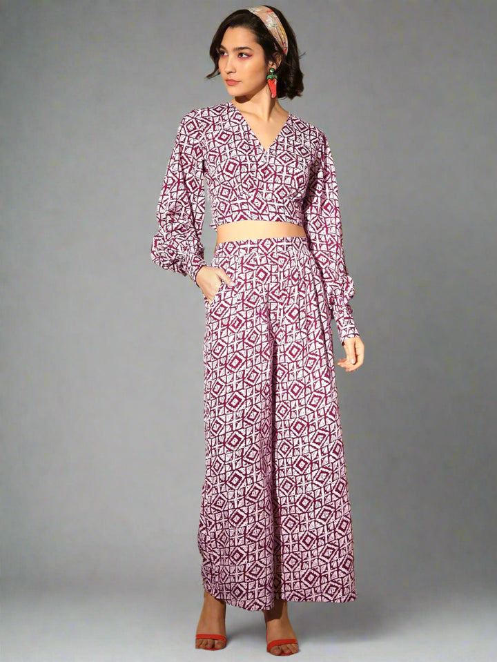 Maroon Digital Printed Co-ords Set | Women