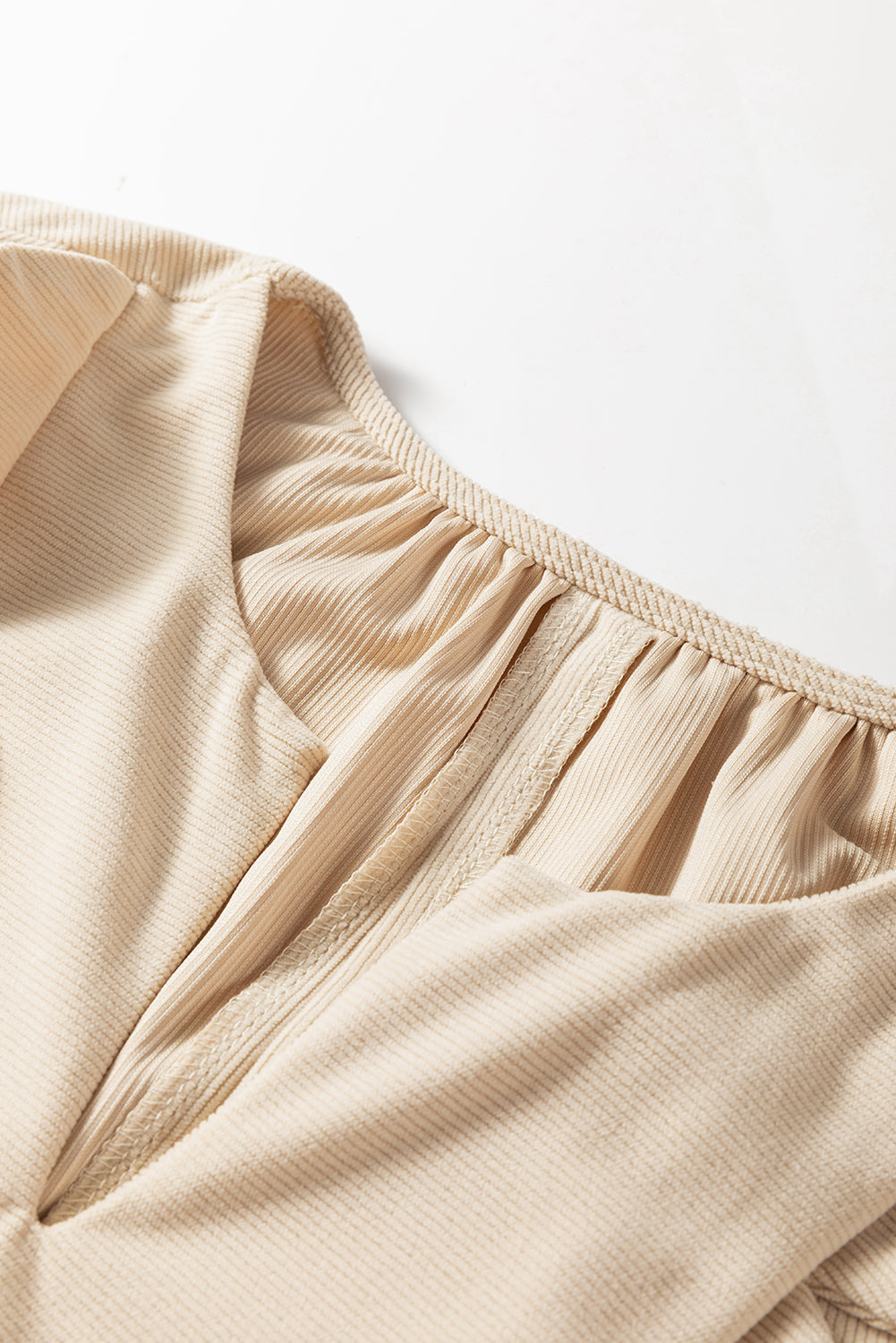 Parchment Notched Neck Scallop Detail Plus Size Mini Dress