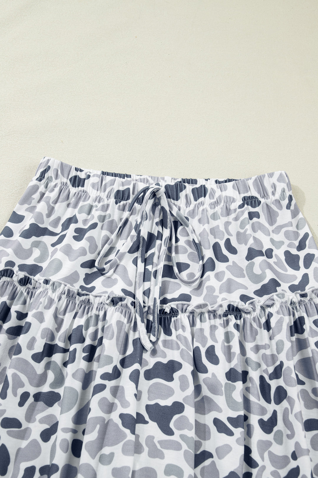 Beige Camo Print Wide Leg Casual Pants