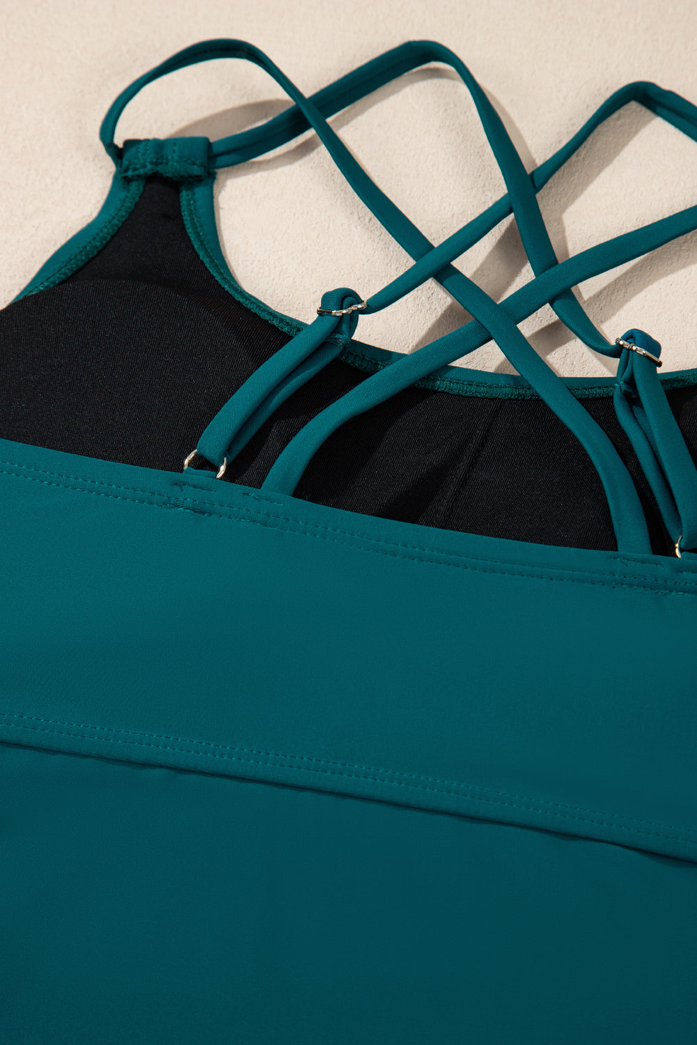 Mineral Red Drawstring Tummy Control Mix-and-match 2pcs Tankini Swimsuit