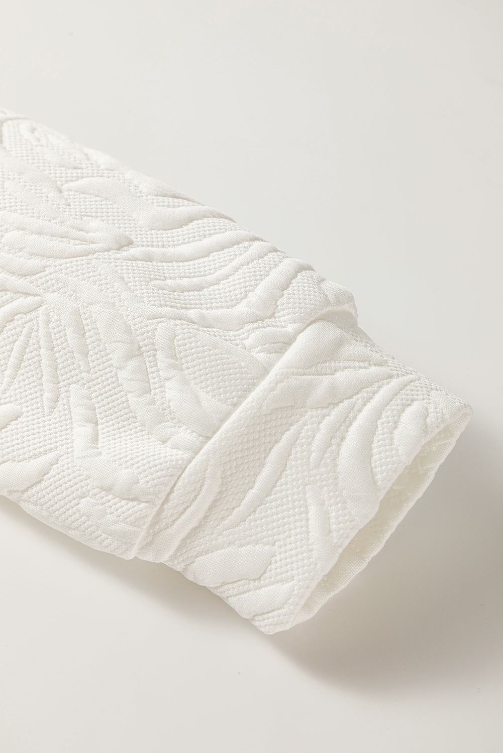 White Jacquard Textured Quarter Zipper Shift Mini Dress