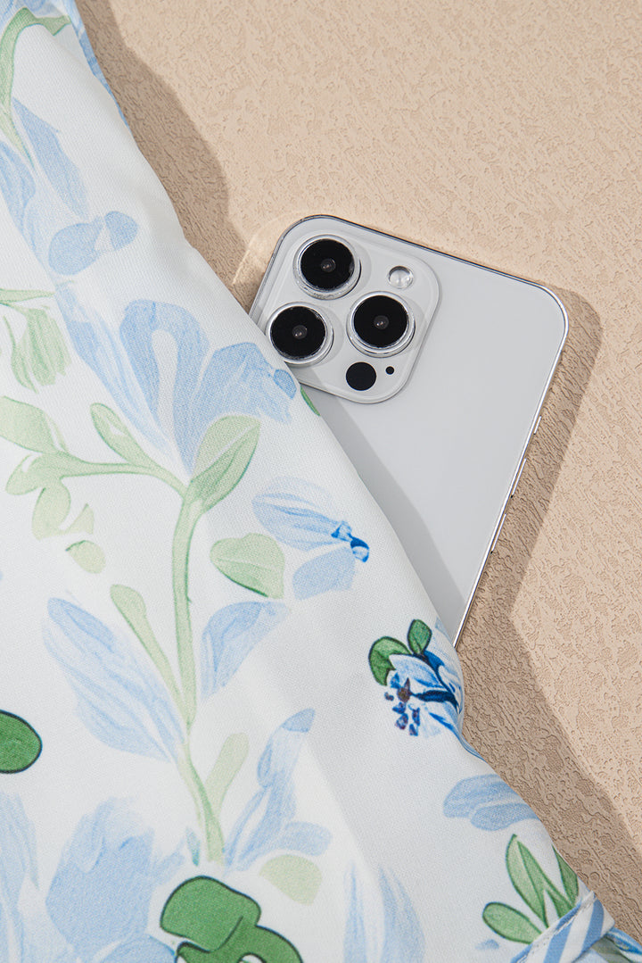 Orange Floral Contrast Edge Layered Short Sleeve Mini Dress