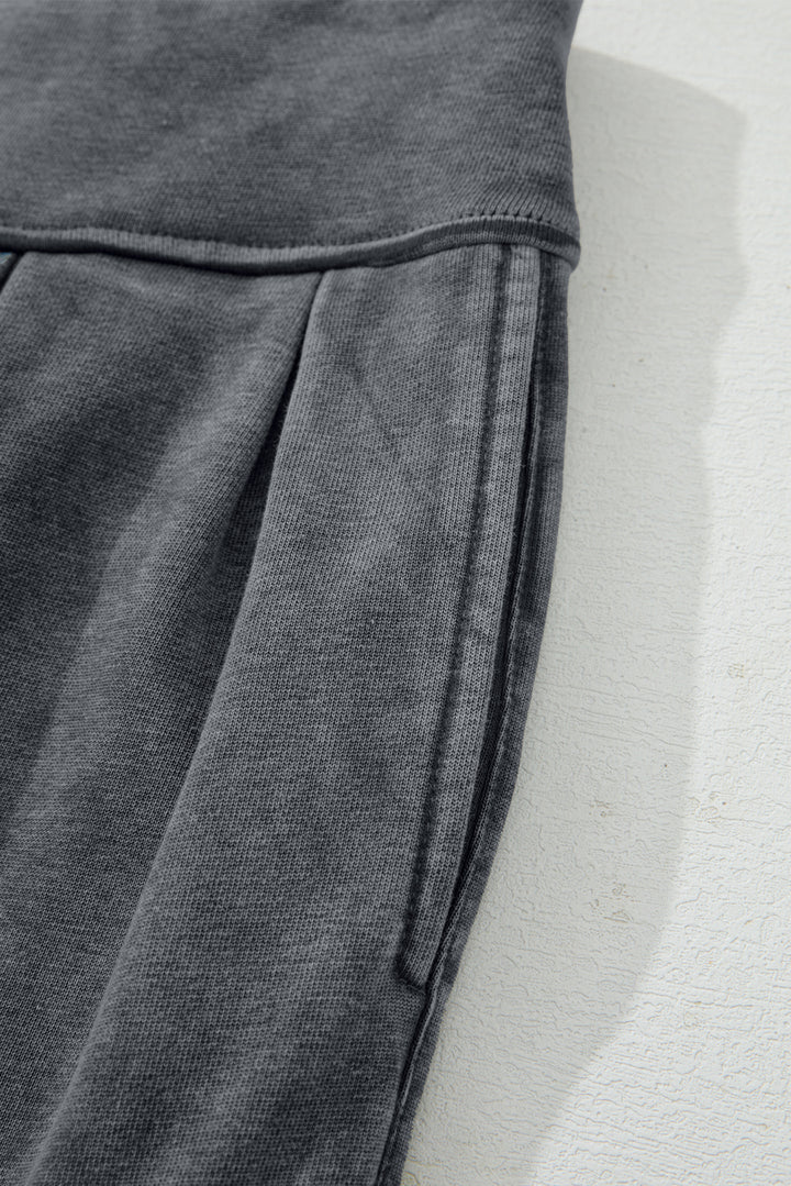 Medium Grey Mineral Wash Jogger Style High Waist Pants
