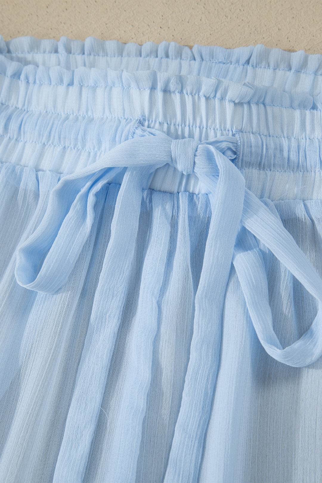 Beau Blue Sheer Tunic Shirt Drawstring Shorts 2pcs Swim Cover Up