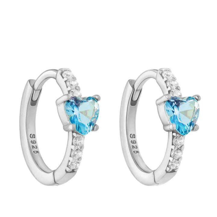 925 Silver Ear Buckle Heart Zircon Design Electroplated 14K Gold Silver Cross-Border Earrings Jewelry