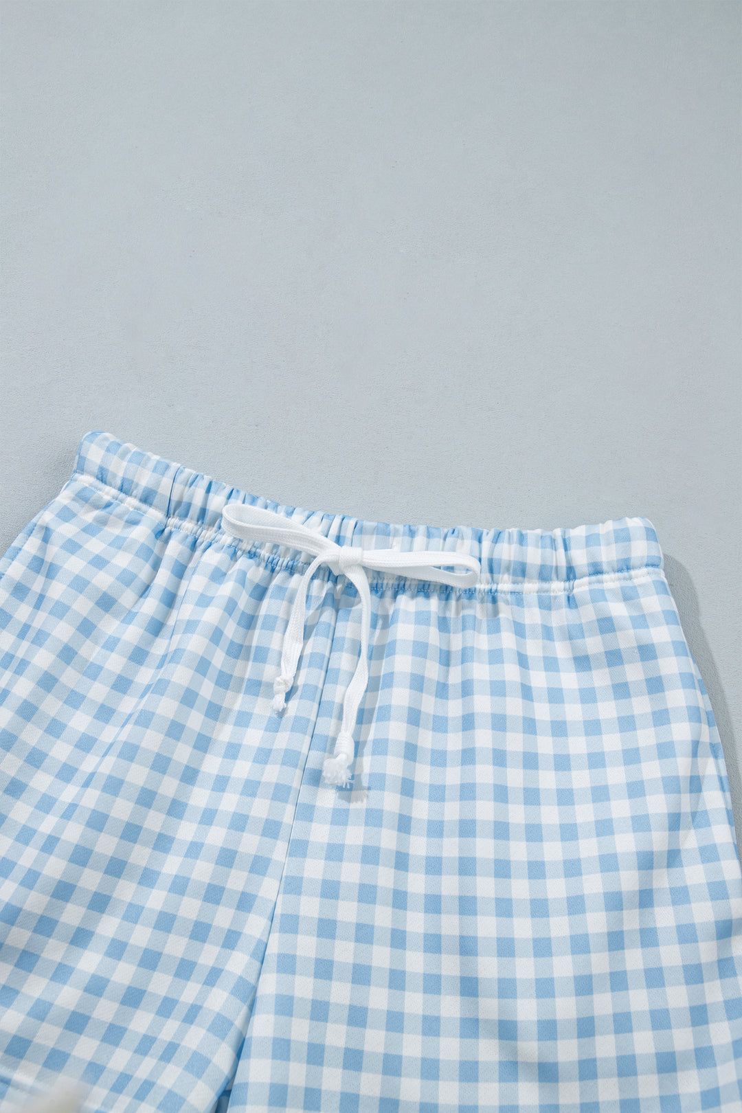 Yellow Plaid Baggy Pullover Drawstring Casual Shorts 2pcs Outfit