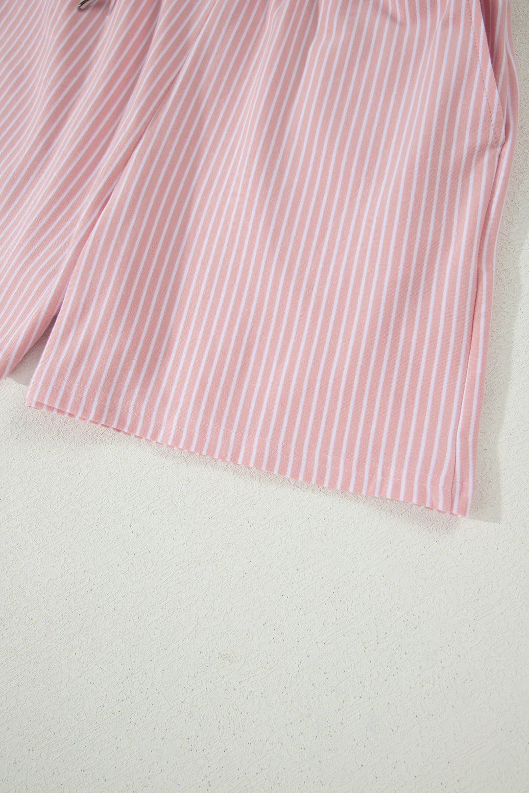 Pink Stripe Dolman Sleeve Polo Shirt and Drawstring Shorts Set