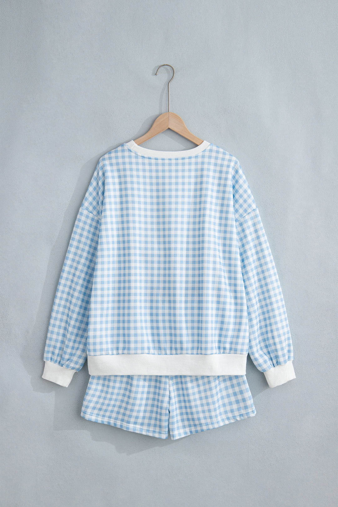 Yellow Plaid Baggy Pullover Drawstring Casual Shorts 2pcs Outfit