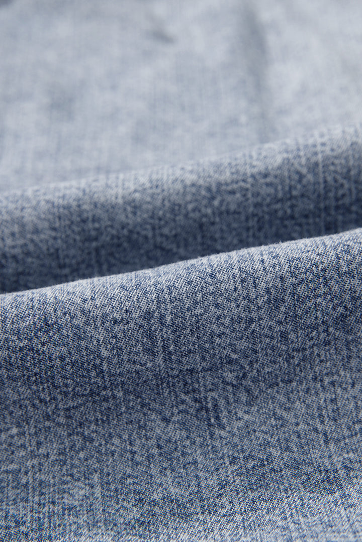 Ashleigh Blue Ruffled Shirred Neckline Sleeveless Denim Tank Top