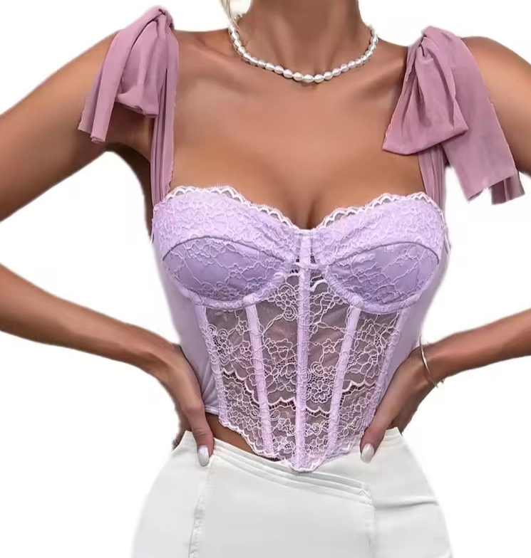 Lace Lavender Slim Fit Fashion Corset | Women