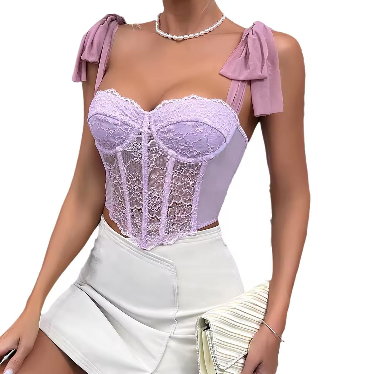 Lace Lavender Slim Fit Fashion Corset | Women