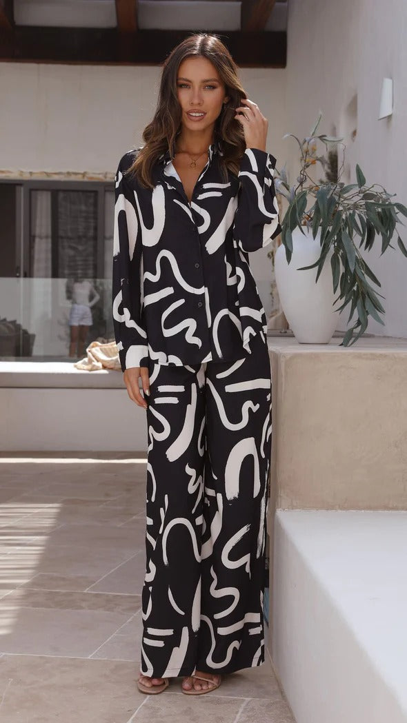 Black and White abstract Lines Co-ord set | Women