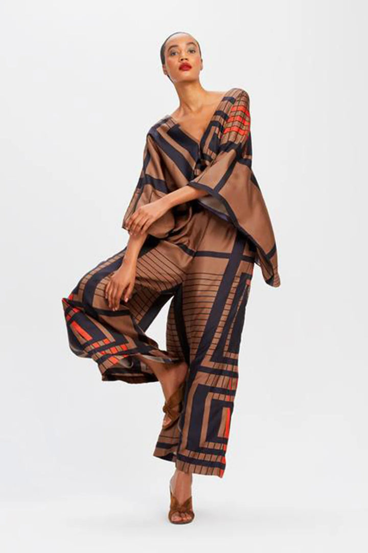 Cocoa Maze Co-ord Set: Brown Bliss With Geometric Grace | Women