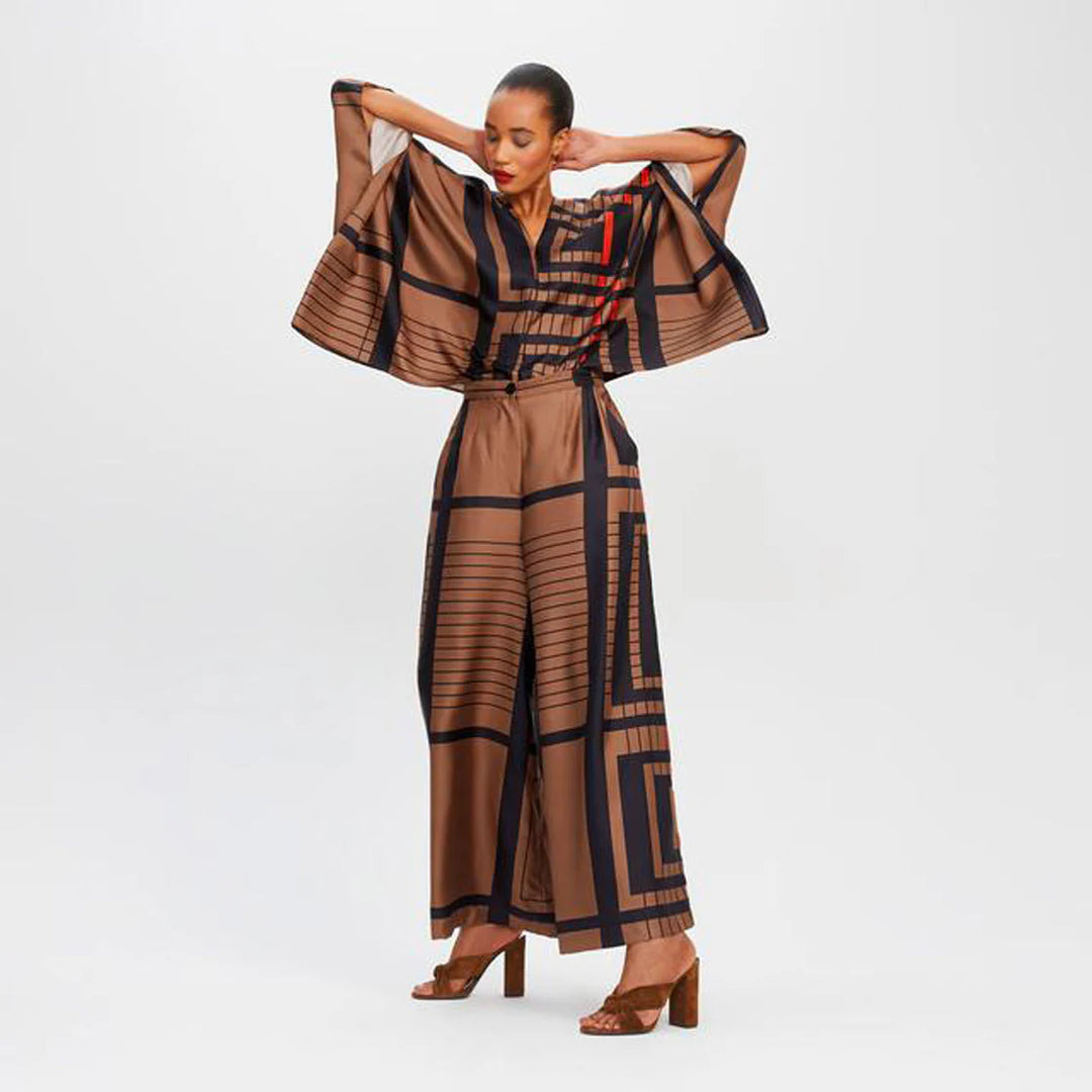 Cocoa Maze Co-ord Set: Brown Bliss With Geometric Grace | Women