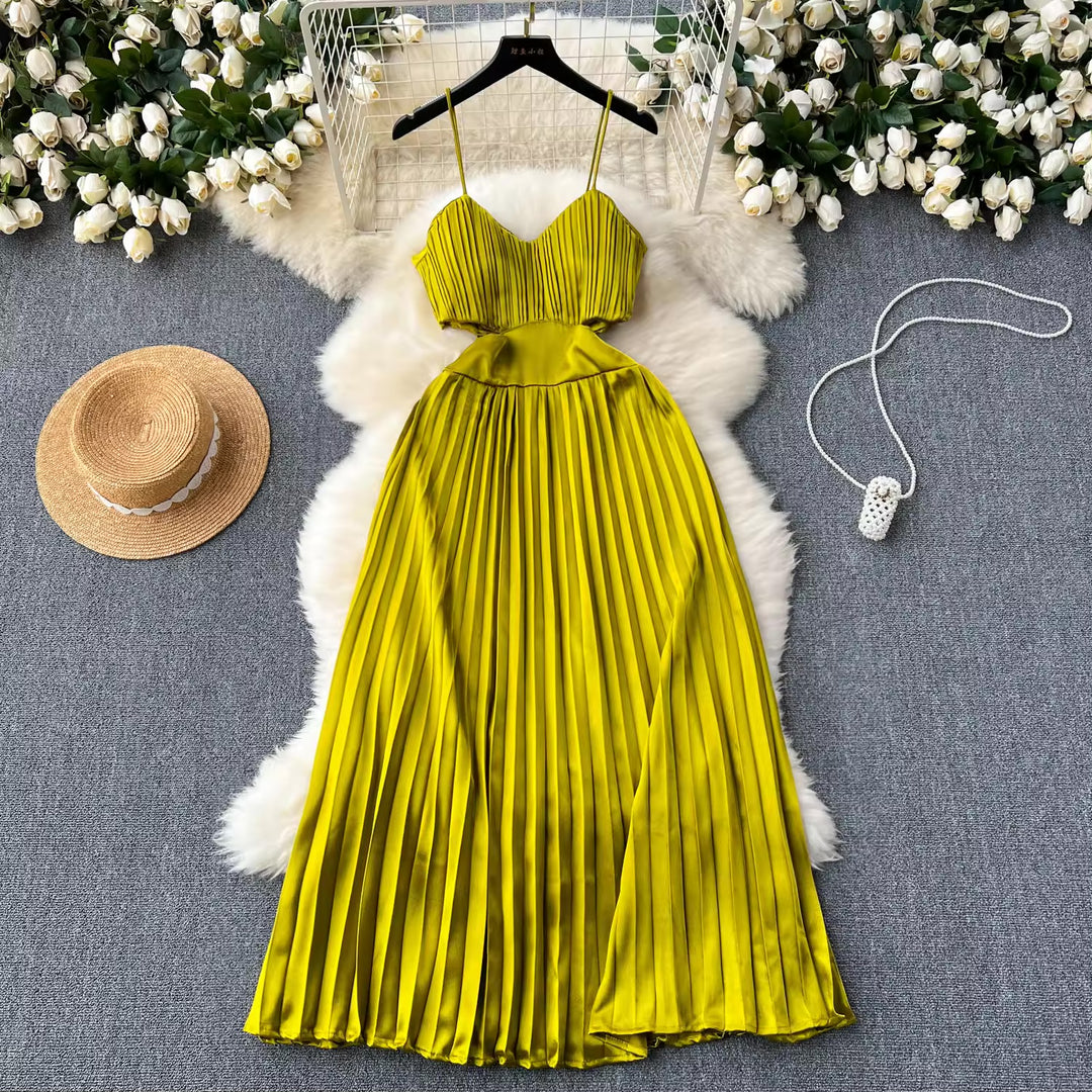 Vestidos Green Pleated Midi Dress | Women