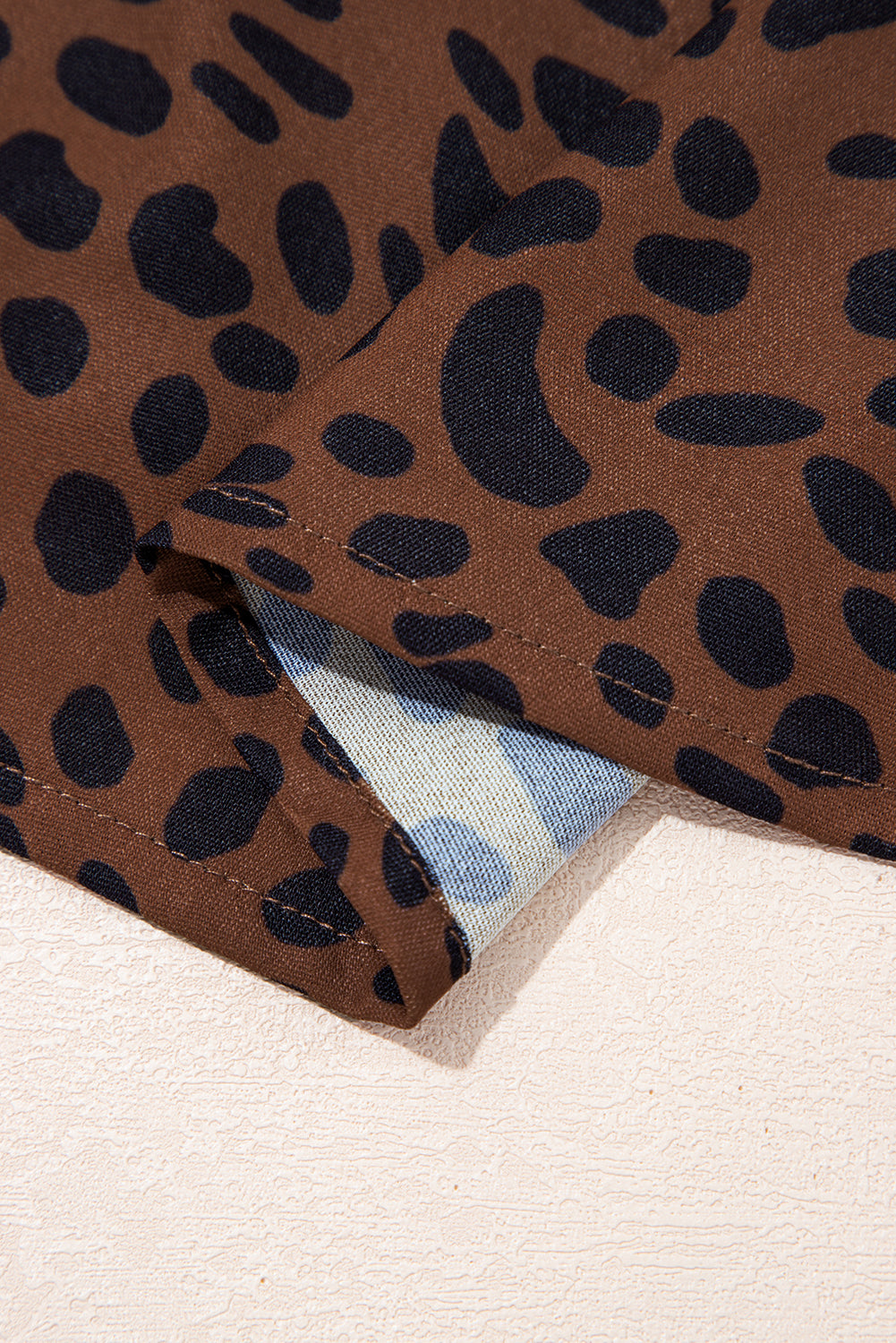 Brown Leopard Print Ruffled Puff Sleeve Blouse