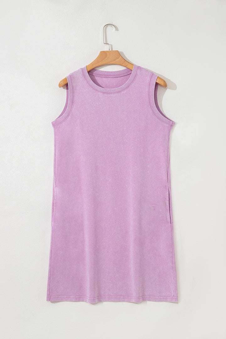 Phalaenopsis Mineral Wash Tank Mini Dress with Pockets