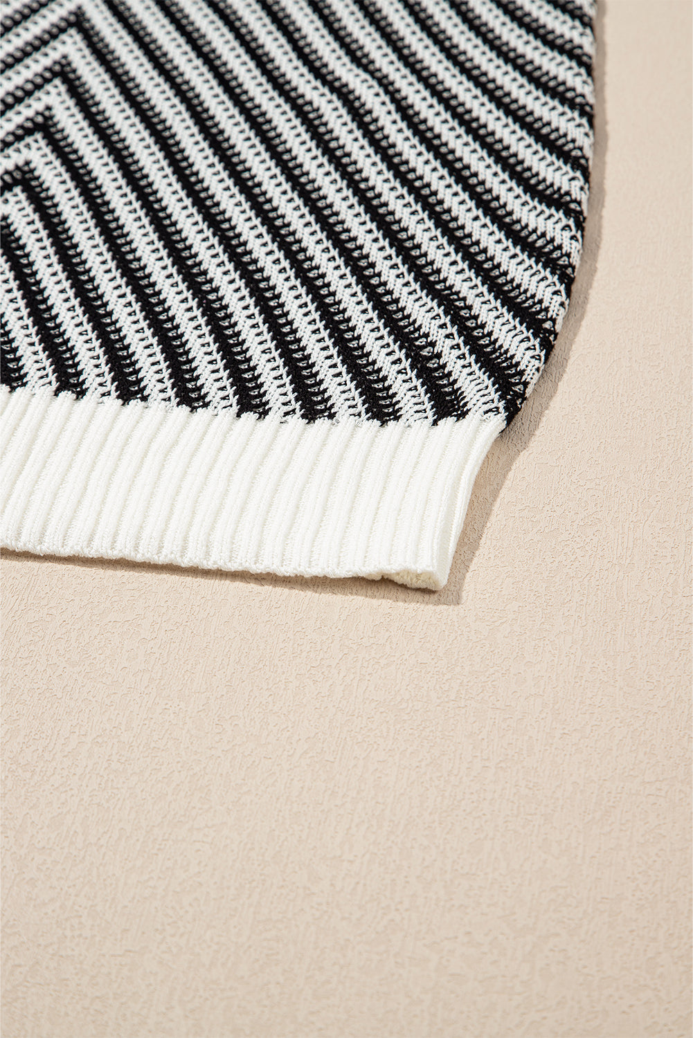 Black Contrast Chevron Knit V Neck Sweater Vest