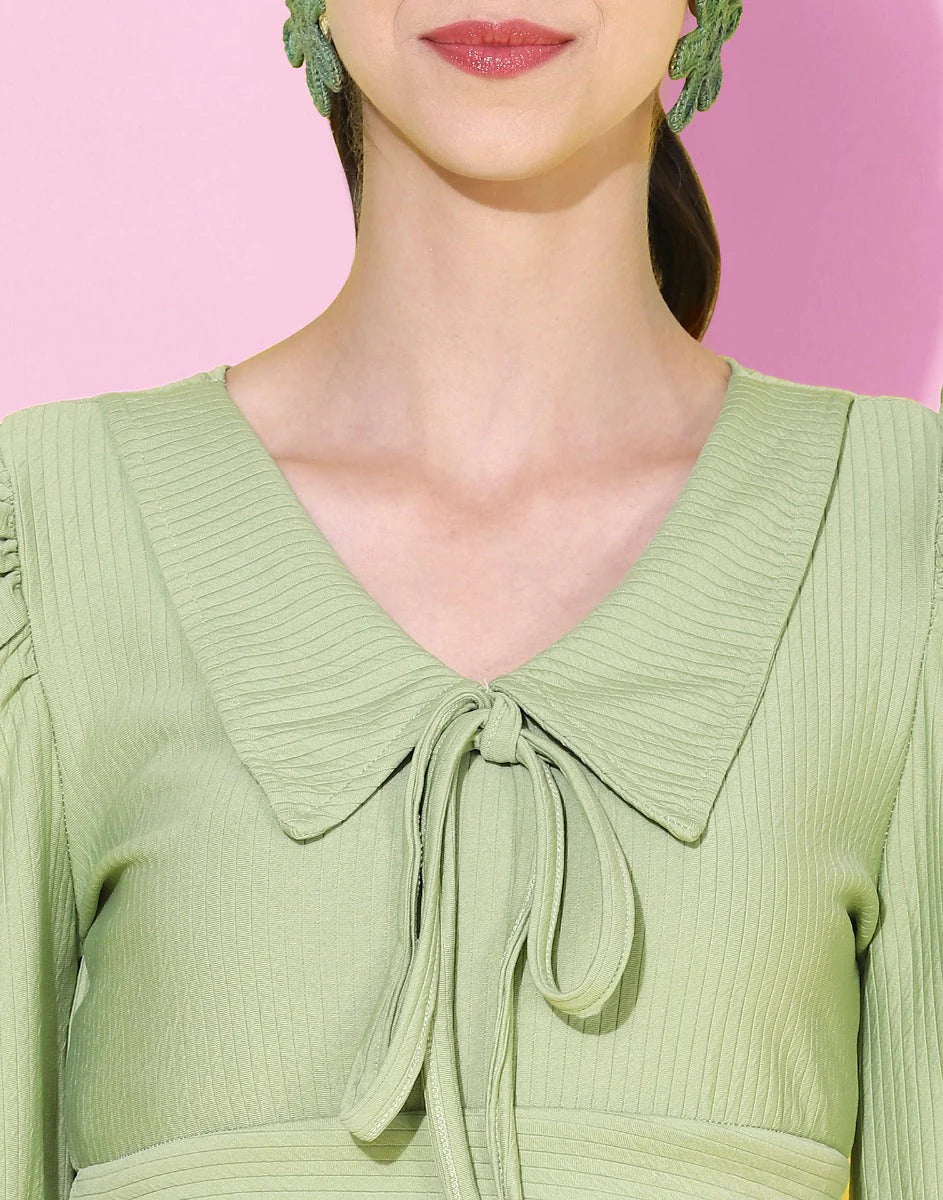 Green Drawstring Crop Top | Causal Wear | Women  zoomed