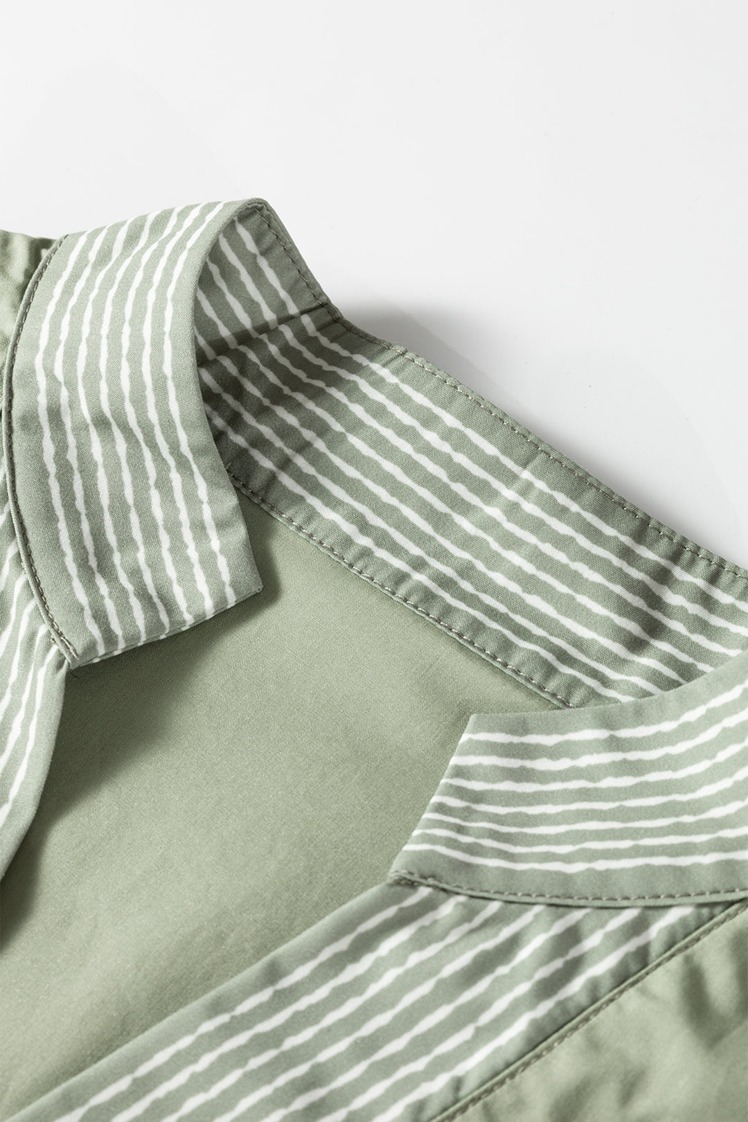 Grass Green Floral Puff Sleeve Contrast V Neck Patchwork Blouse