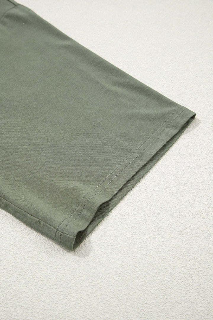 Laurel Green Solid Color Oversize Tee Tie Wrap Mini Skort 2pcs Set