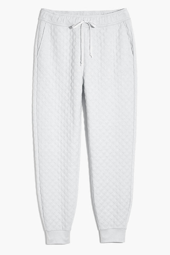 White Quilted Hoodie and Sweatpants Two Piece Set