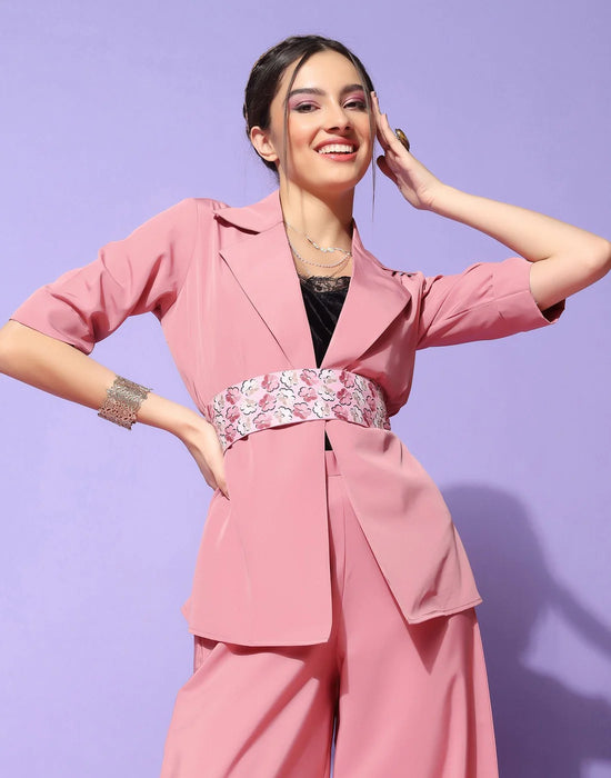 Pink Blazer Style Co-ord Set | Women