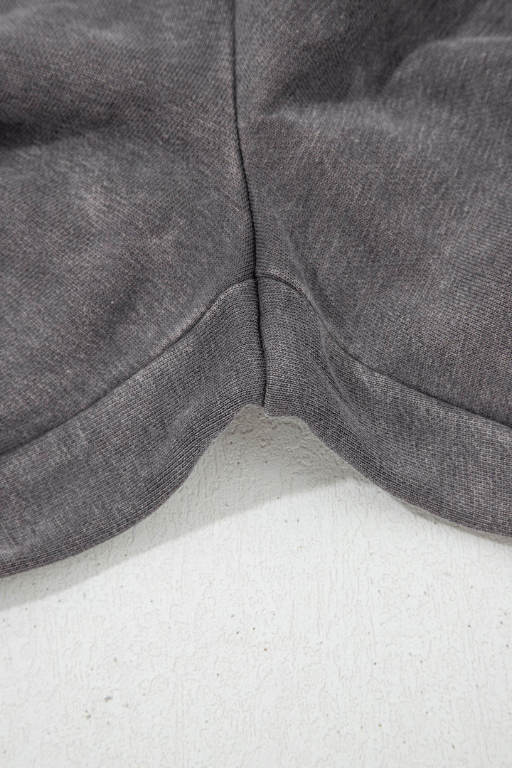 Dark Grey Mineral Wash Leopard Patchwork Loose Pants