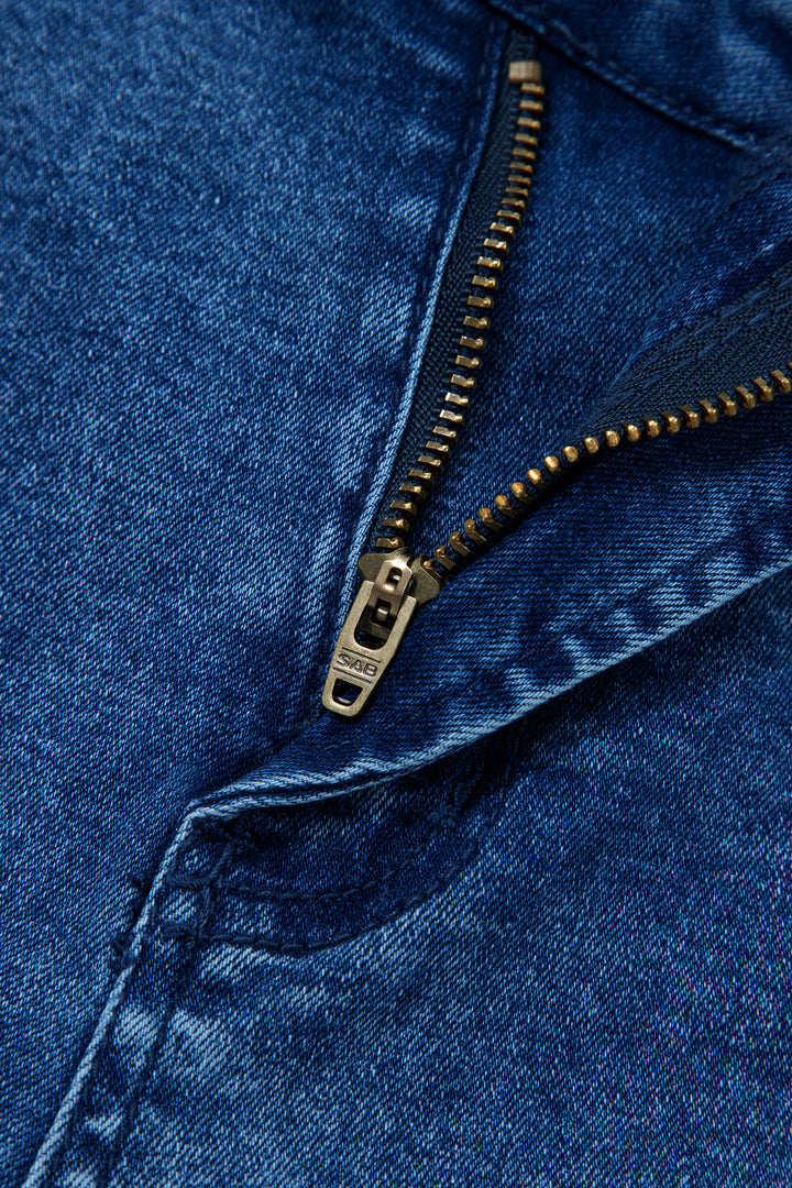 Sail Blue Frayed Cropped Straight Jeans